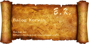 Balog Korvin névjegykártya