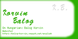 korvin balog business card